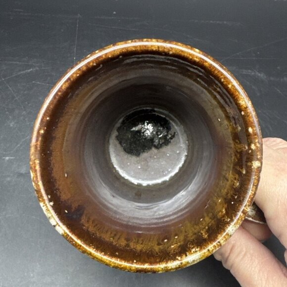 VTG Studio Art Pottery Mixed Artist Brown Coffee Tea Mug Set Of 4 Signed - Picture 5 of 16